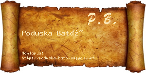 Poduska Bató névjegykártya